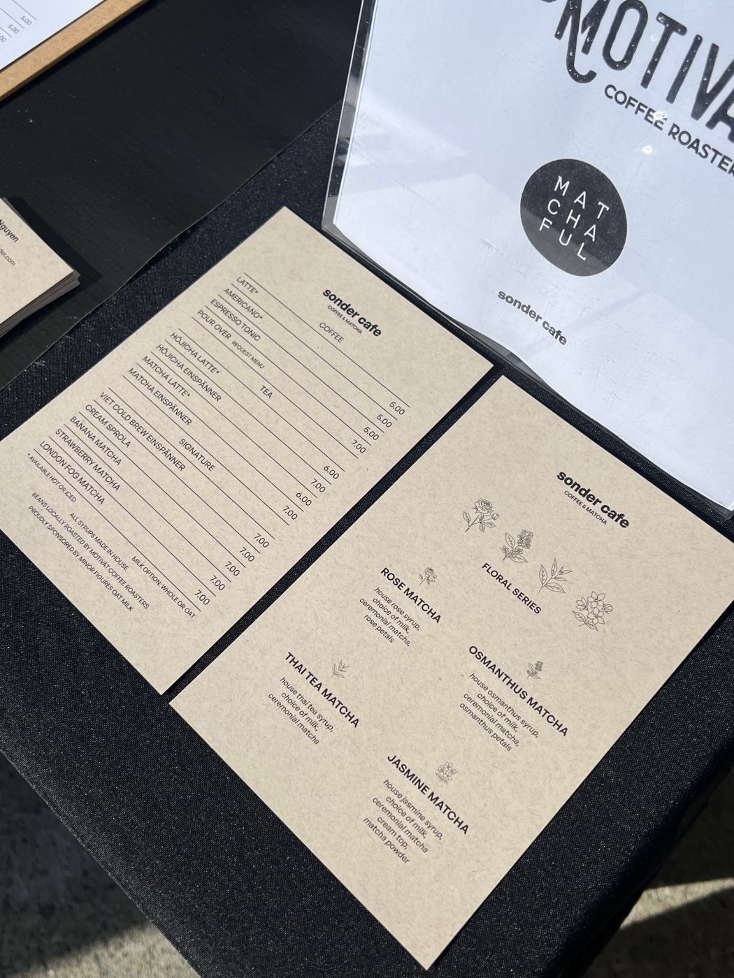 Sonder cafe matcha menu