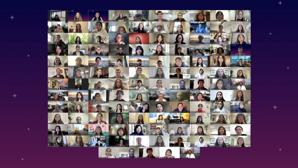 The FLY team and Develop for Good cohort on the Demo Day video call