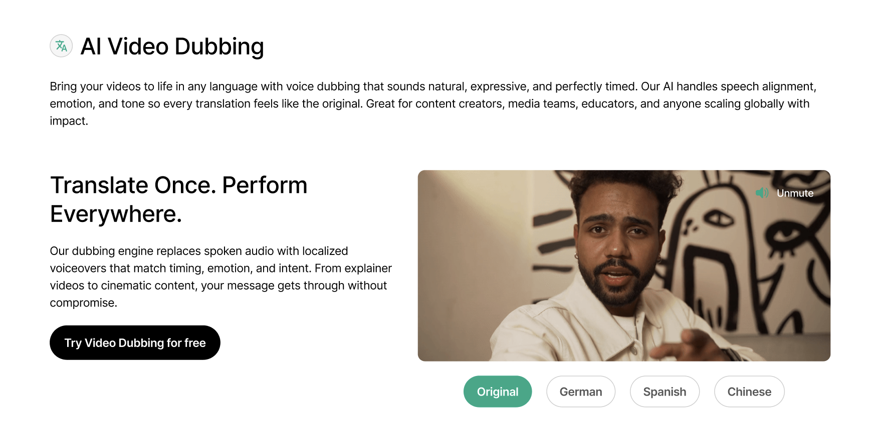 AI Video Dubbing interactive preview
