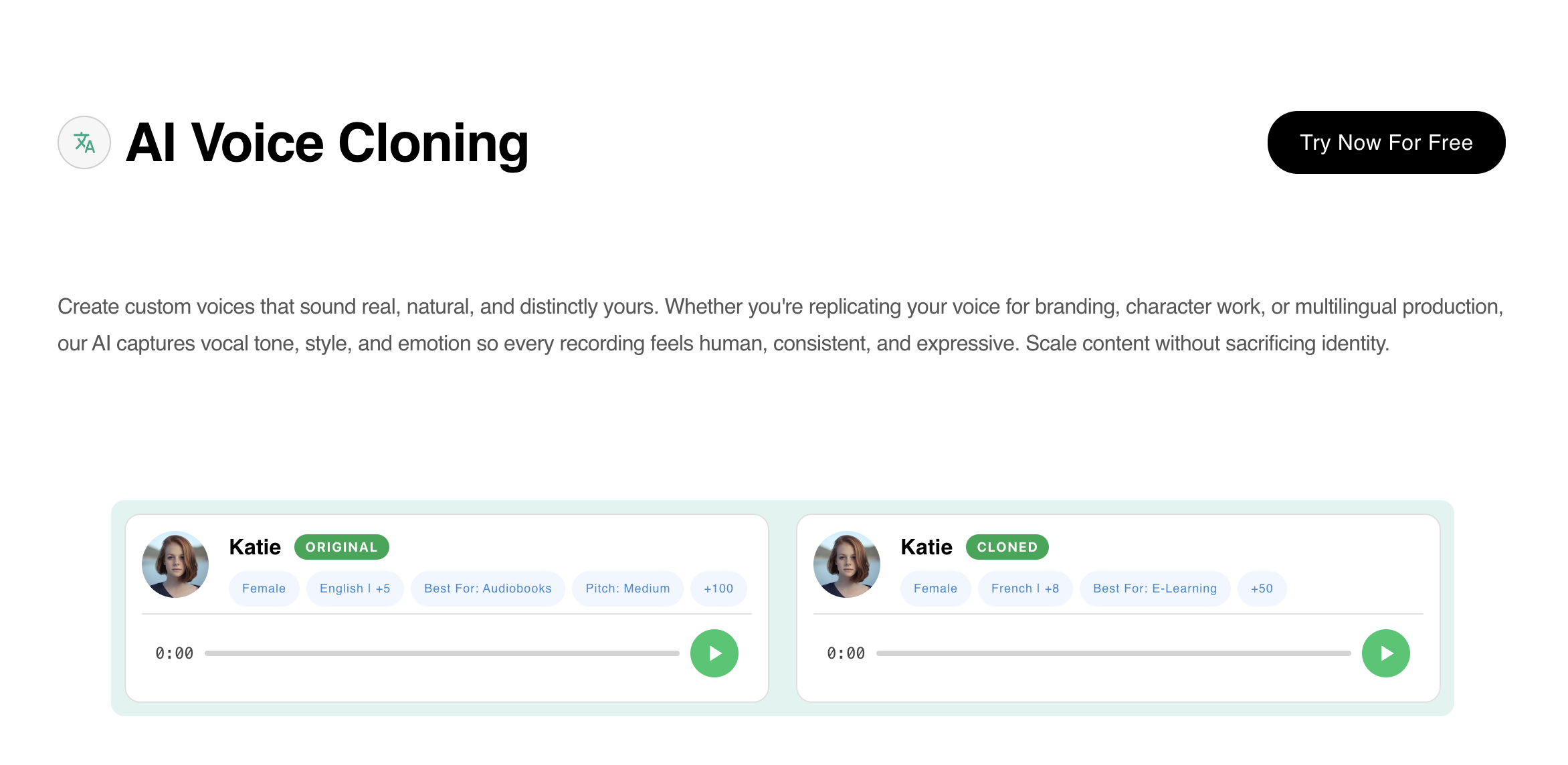 AI Voice Cloning interactive preview
