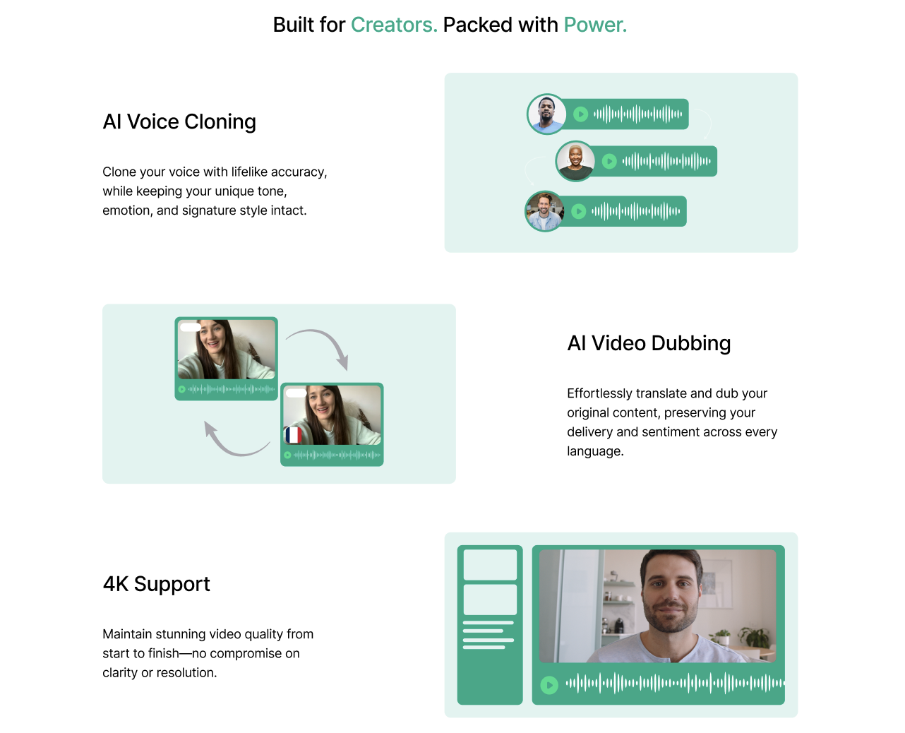 Built for Creators page